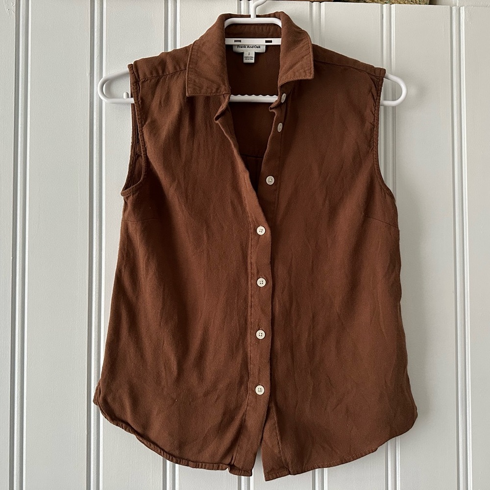 Brown Sleeveless Button-Up Frank & Oak Top